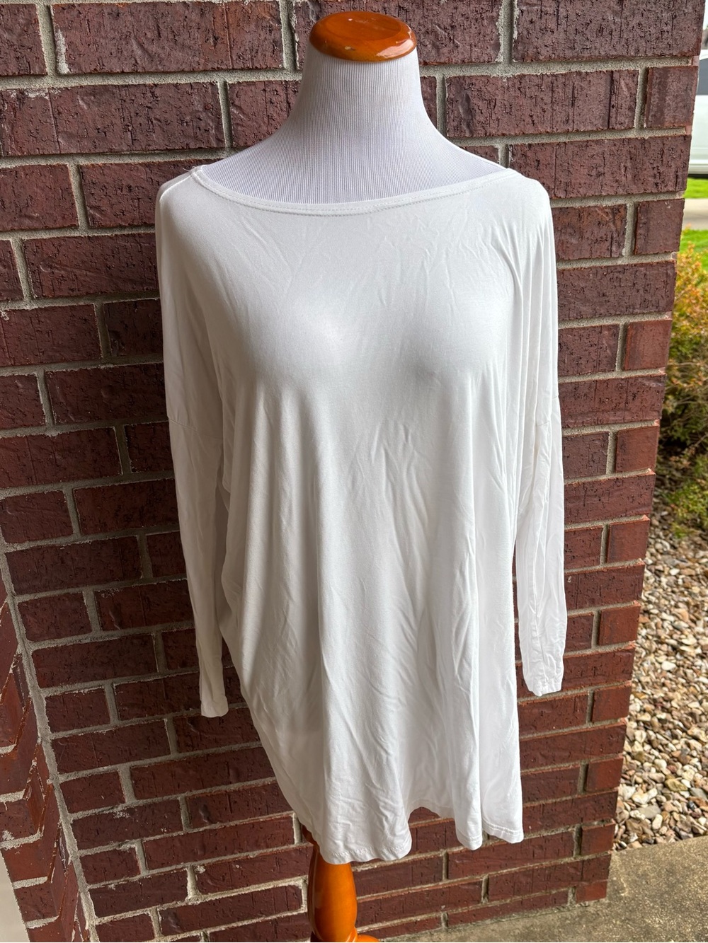 Piko  White Long-Sleeve Boatneck Tunic